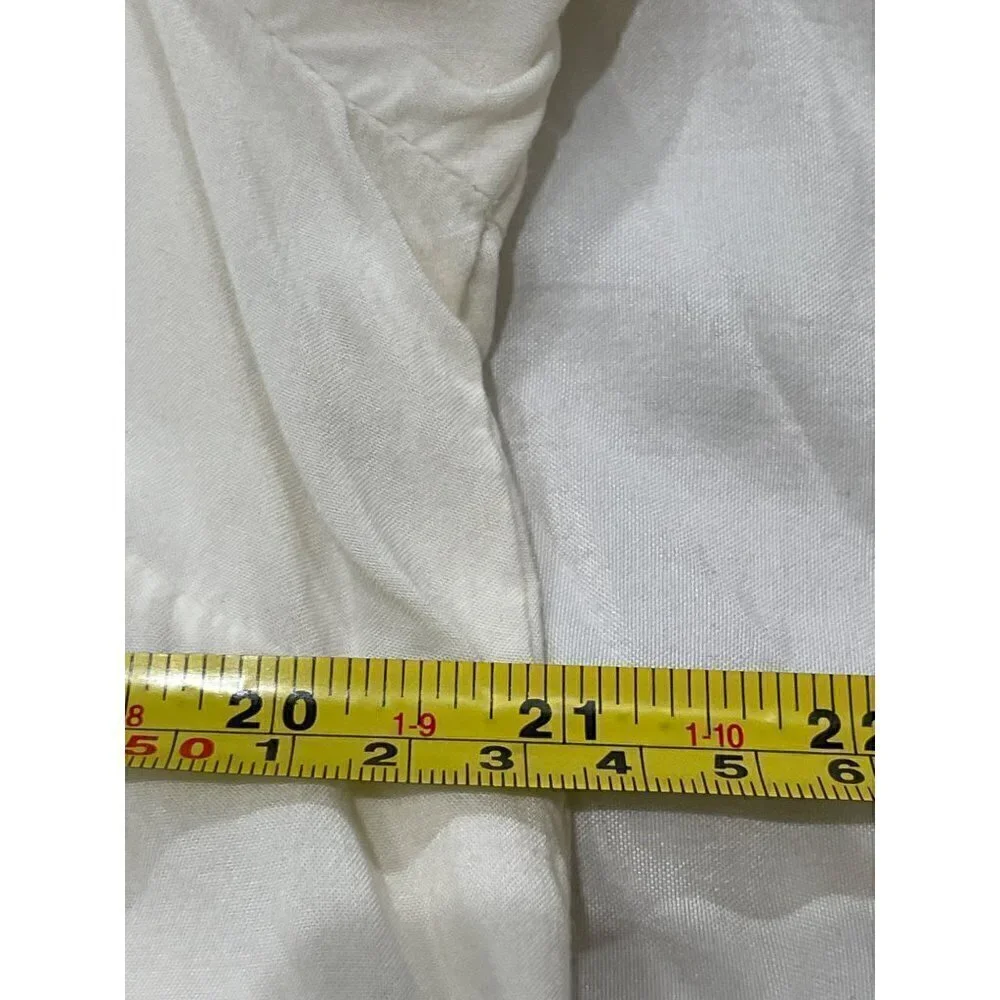 Michael  KORS Career WOMENS WHITE BLOUSE 1/4 ZIP V-NECK LONG SLEEVE SIZE LARGE